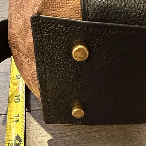 Coach Black and Tan Shoulder Bag with Gold Accents